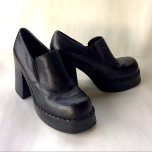 Vintage Y2K Bongo Chunky Platform Black Platform Heel Shoes